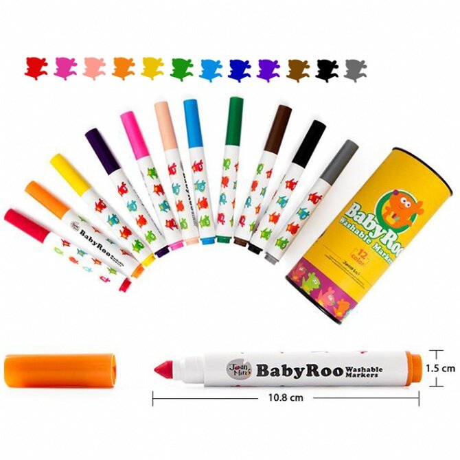Joan Miro Silky Washable Markers - Baby Roo (12 colors)