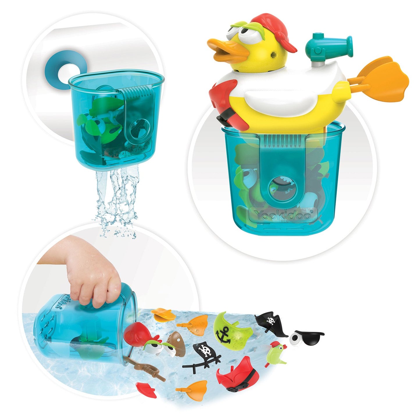 Yookidoo Bath Toy with Powered Water Cannon Shooter - Jet Duck Pirate