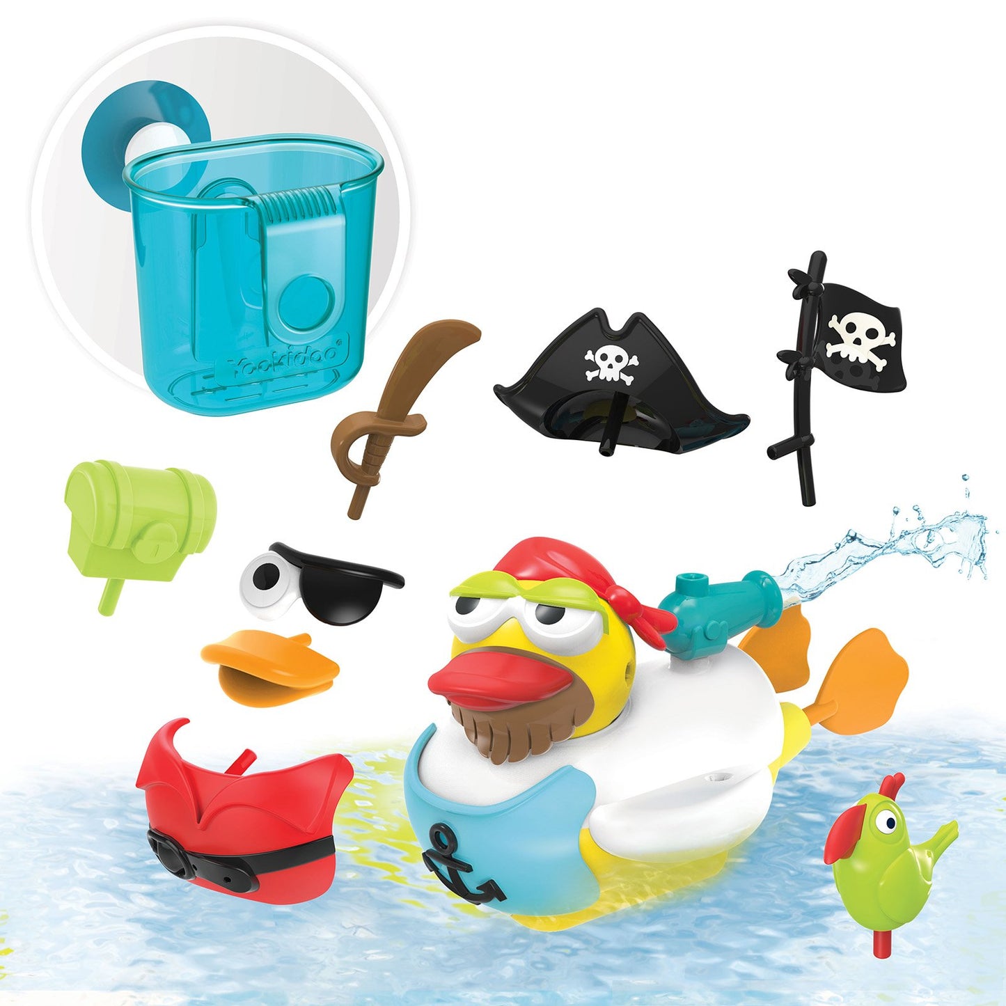 Yookidoo Bath Toy with Powered Water Cannon Shooter - Jet Duck Pirate