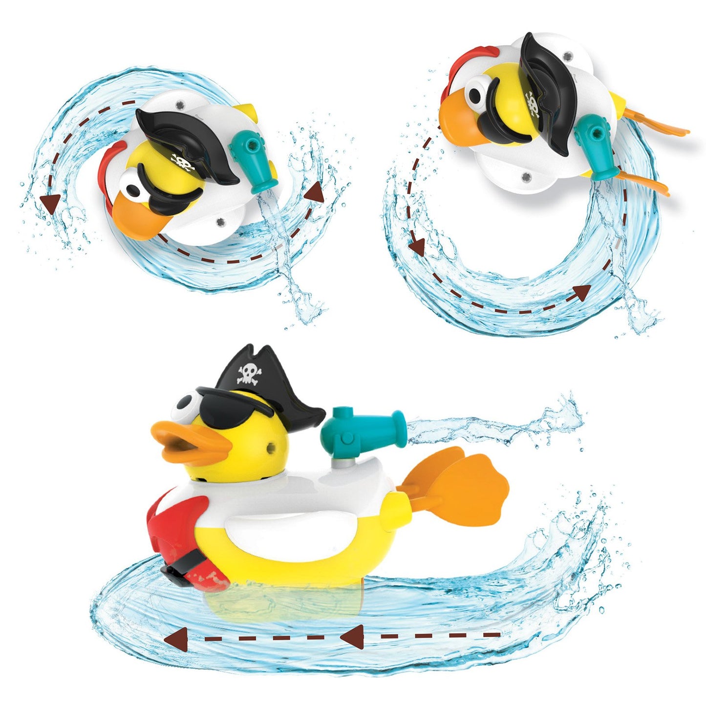 Yookidoo Bath Toy with Powered Water Cannon Shooter - Jet Duck Pirate