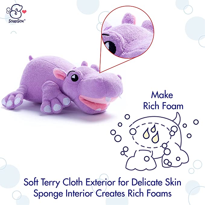 Soapsox Jr. 2in1 Bath Buddy - Harper the Hippo