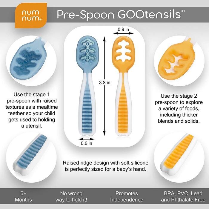 Numnum GOOtensil Self-feeding Pre-spoons (Set of 2) - Blue & Orange