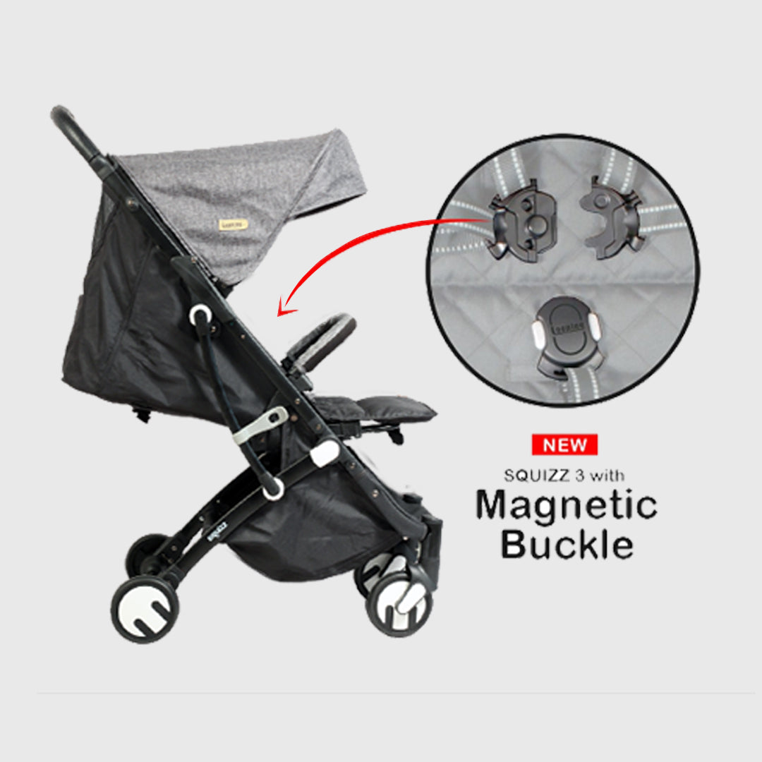 Looping Squizz 3 Compact Stroller Grey Canopy - Black Frame