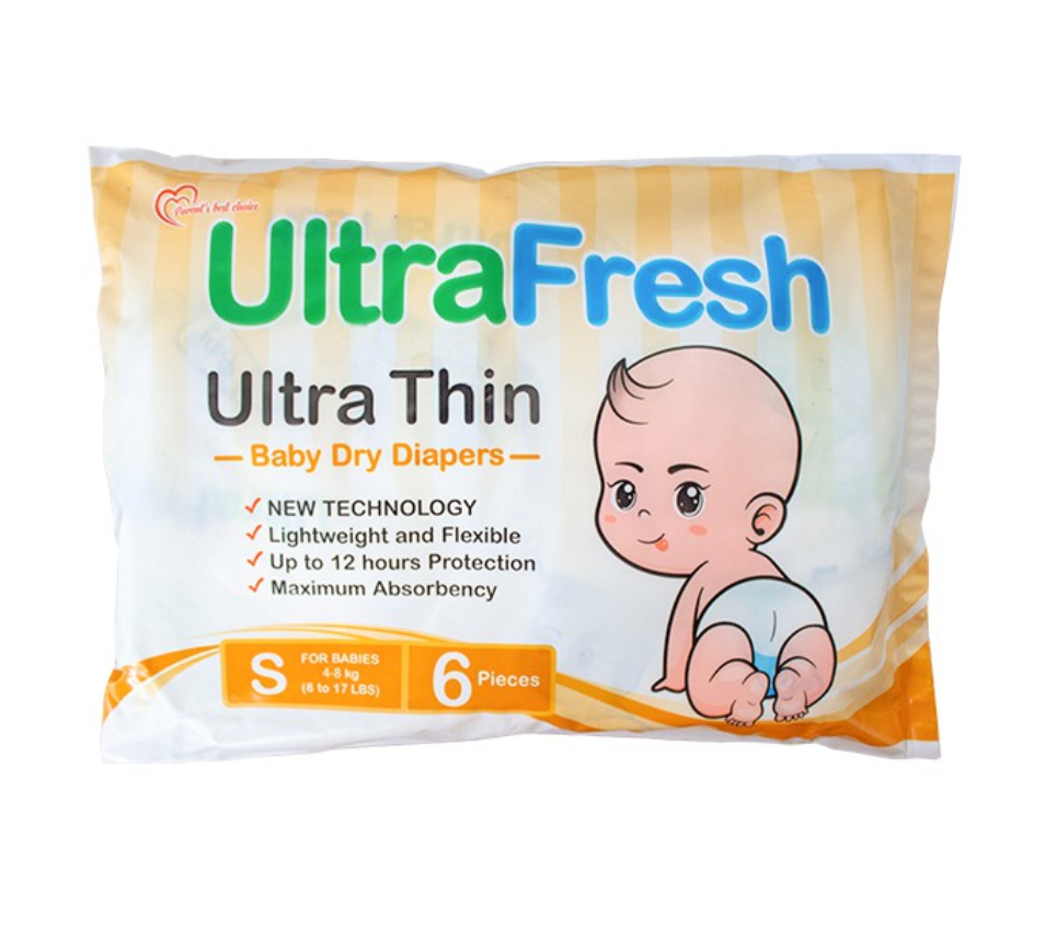 Ultrafresh Ultra Thin Diapers (6's), Taped -Small