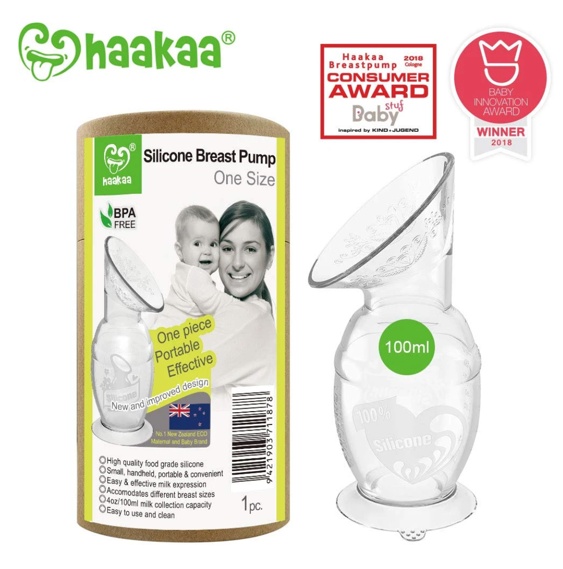 Haakaa Generation 2 100 ml Silicone Breast Pump with Suction Base