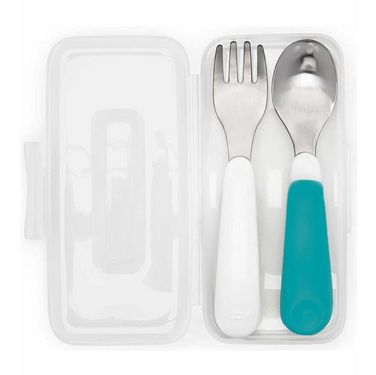 Oxo Tot On The Go Fork And Spoon Set With Travel Case
