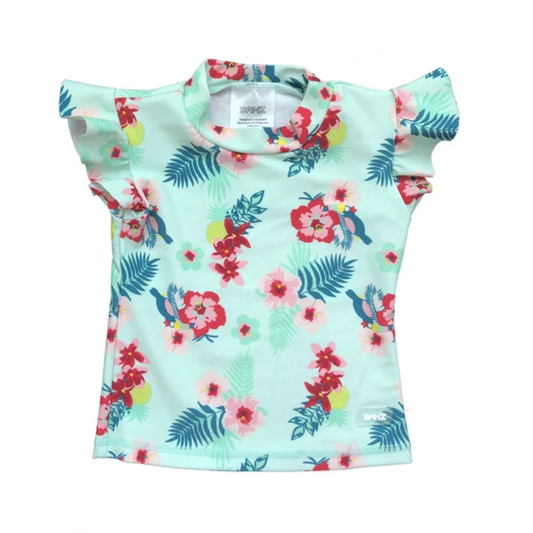 Banz® Girls Short Sleeve Rash Top (6 mos - 12 yrs) - Mint Pansy