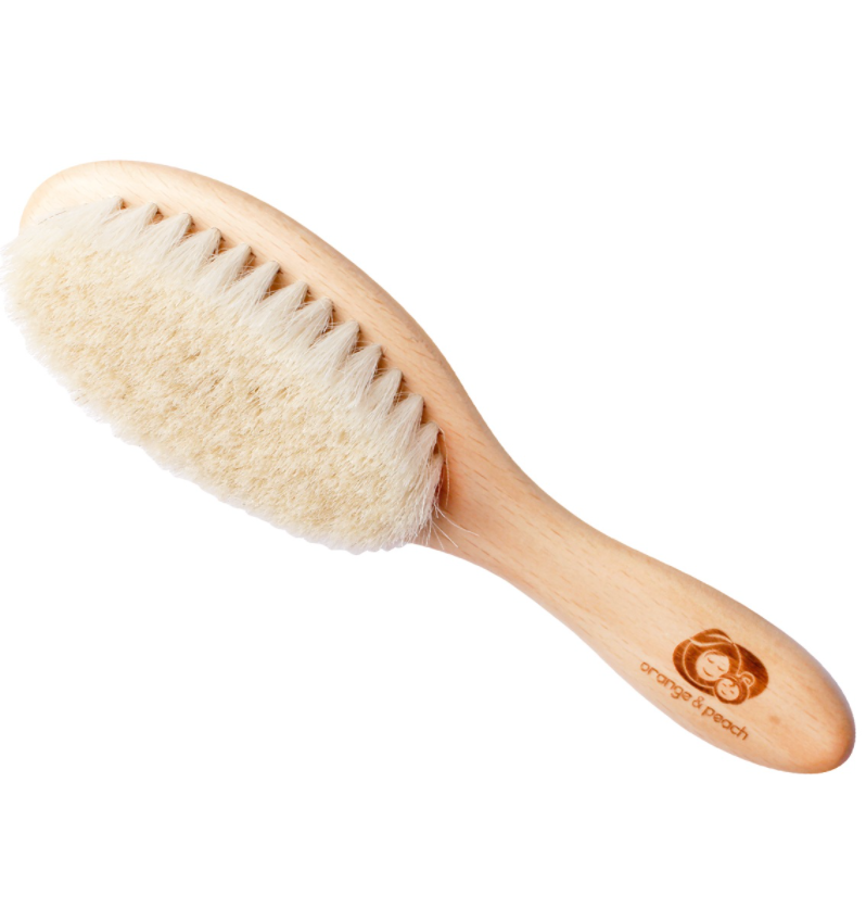 Orange & Peach Wooden Hairbrush and Comb Set