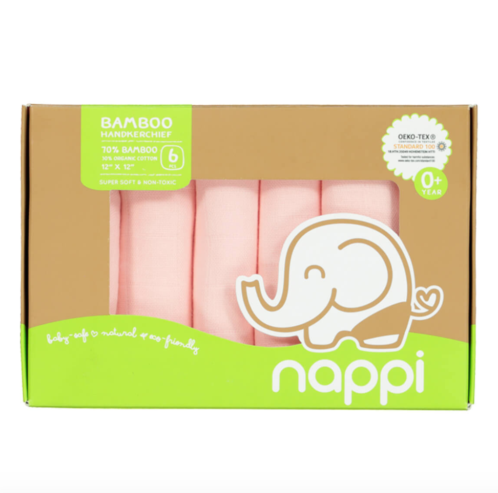 Nappi Bamboo Handkerchief 12" x 12" (pack of 6)