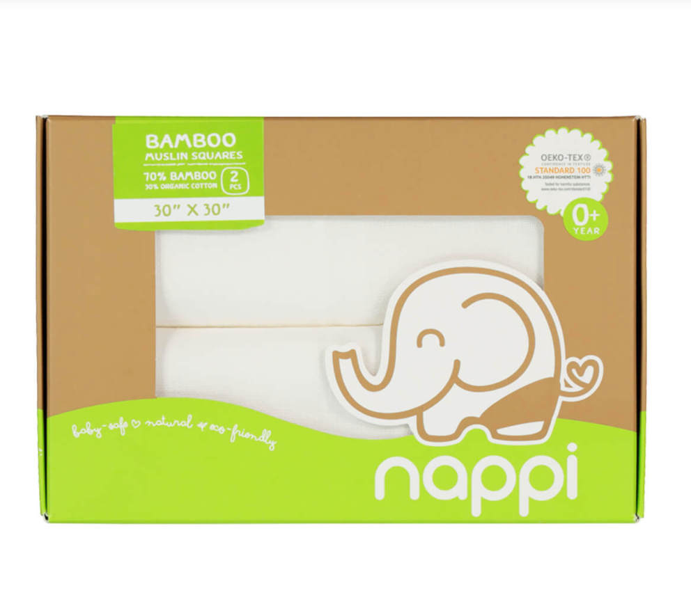 Nappi Bamboo Muslin squares  30"x30" (pack of 2)