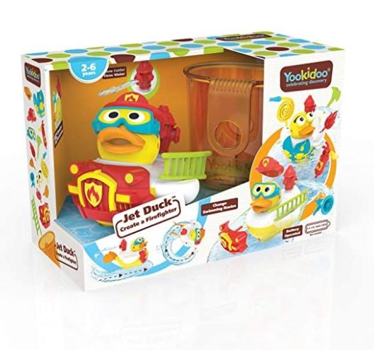 Yookidoo Bath Toy with Powered Water Cannon Shooter - Jet Duck Firefighter
