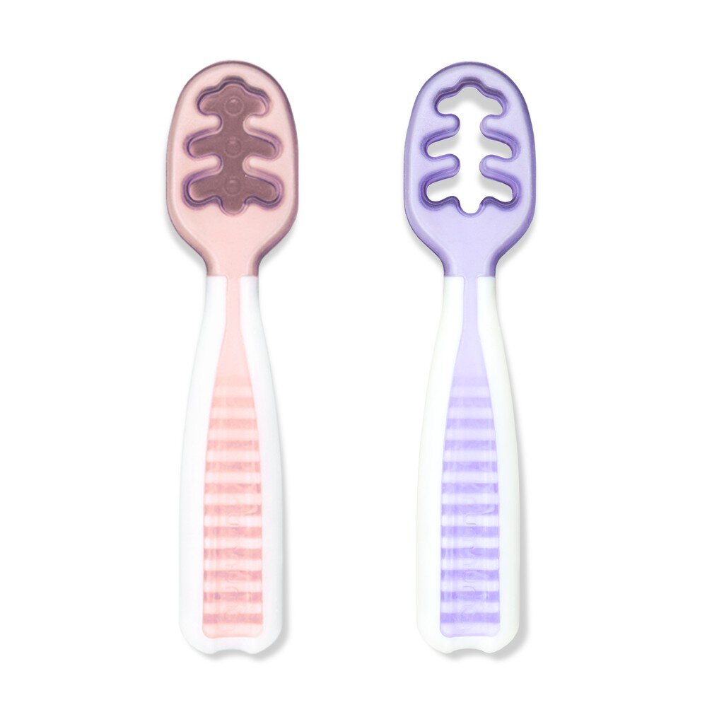 Numnum GOOtensil Self-feeding Pre-spoons (Set of 2) - Rosebud & Frosty Lilac