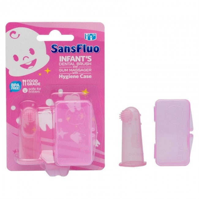 Sansfluo Dental Brush And Gum Massager with Hygiene Case (0-1 year old)