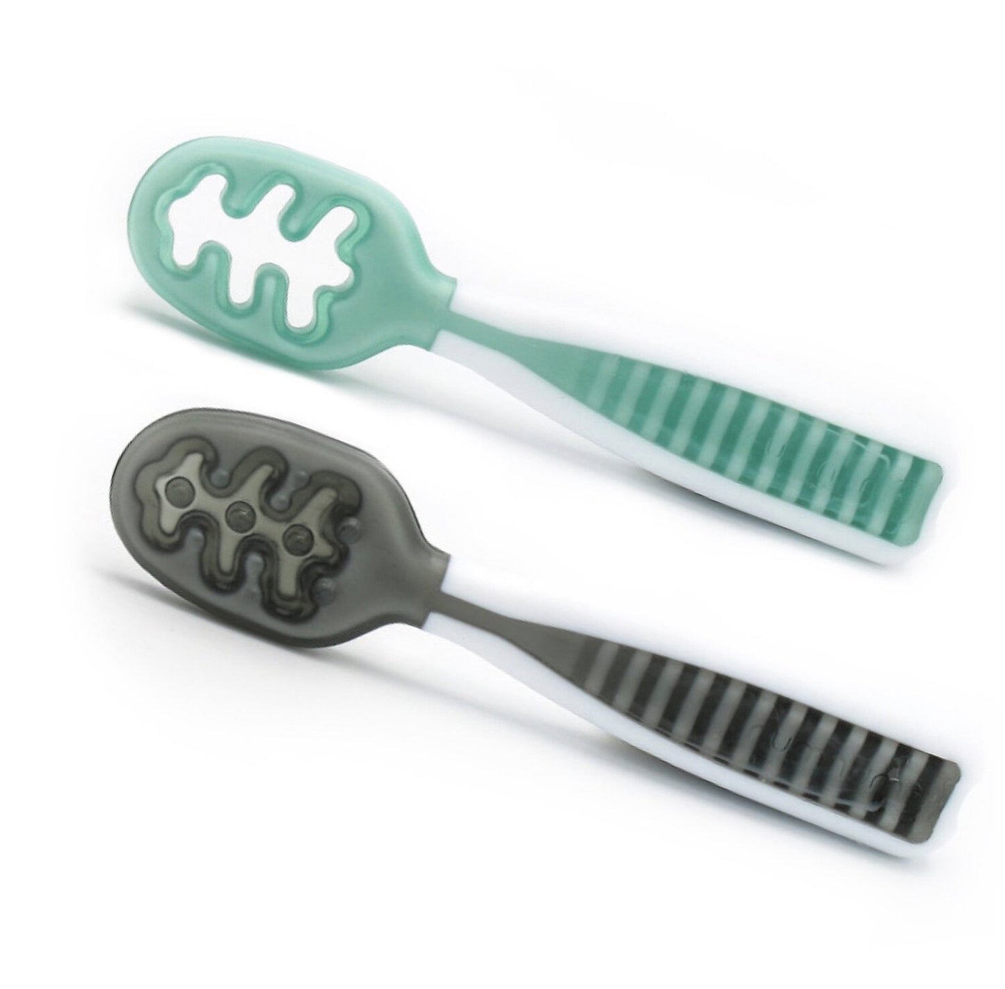 Numnum GOOtensil Self-feeding Pre-spoons (Set of 2) - Grey & Green