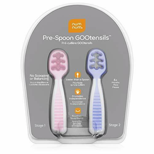 Numnum GOOtensil Self-feeding Pre-spoons (Set of 2) - Rosebud & Frosty Lilac