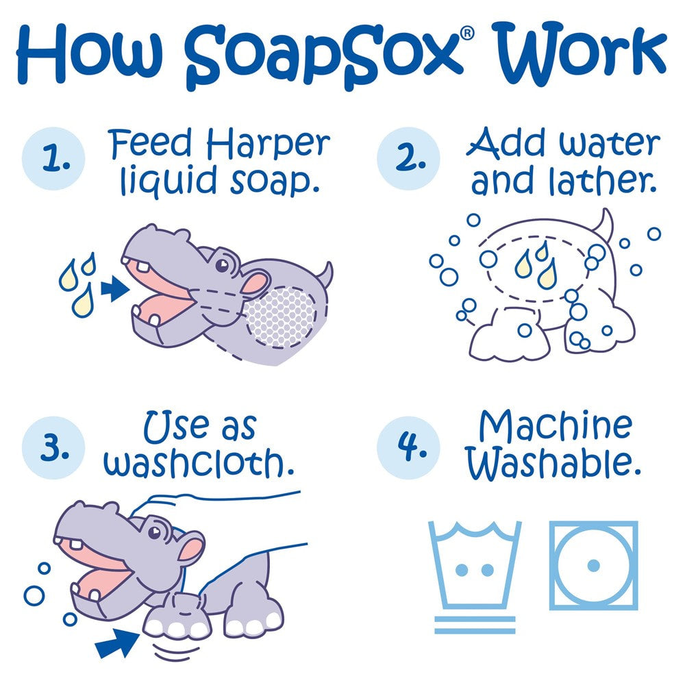 Soapsox Jr. 2in1 Bath Buddy - Harper the Hippo