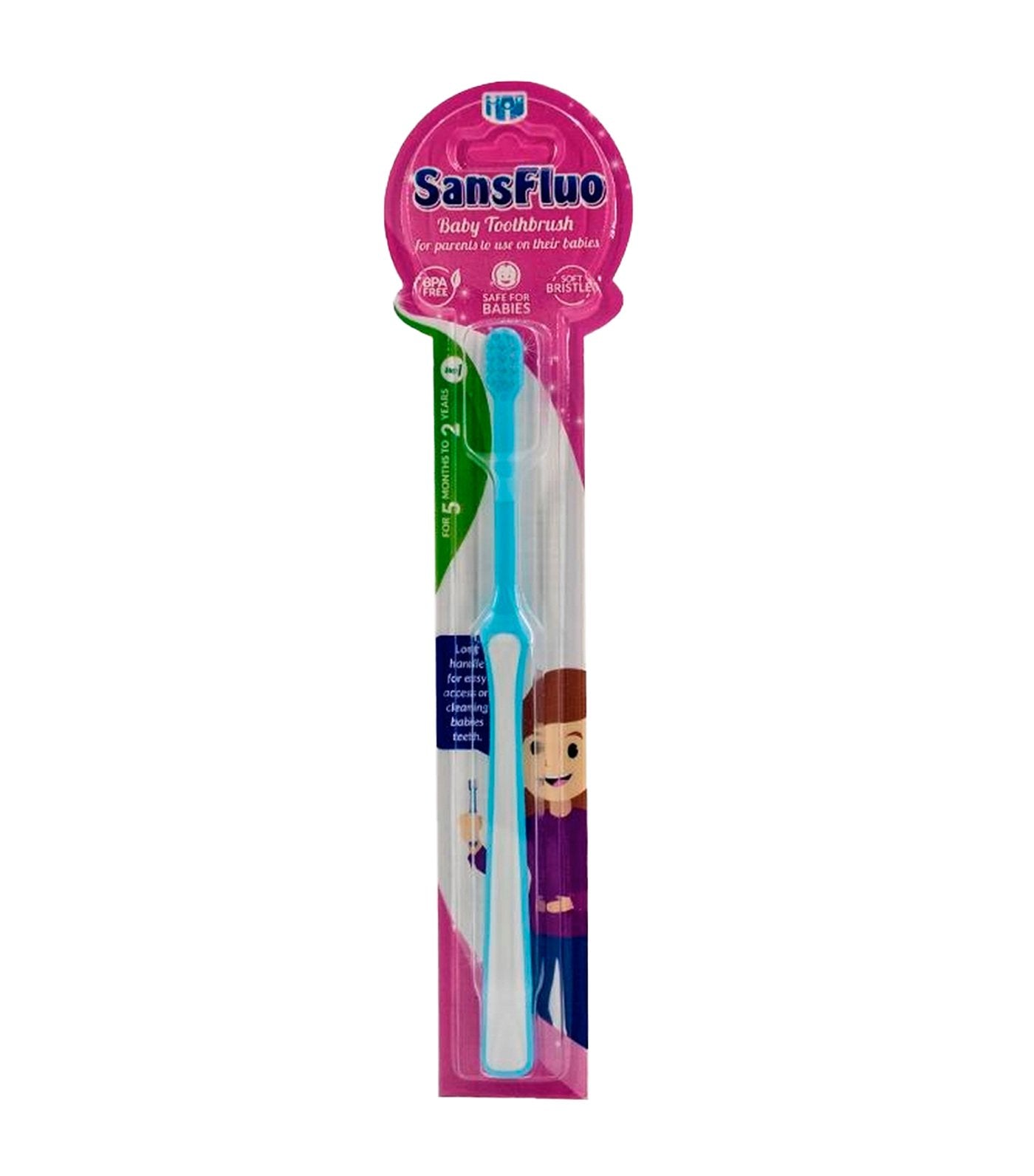 SansFluo Pen Grip Baby Toothbrush (0-2 years old) - Step 1