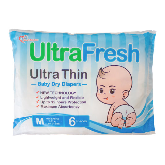 Ultrafresh Ultra Thin Diapers (6's), Taped - Medium